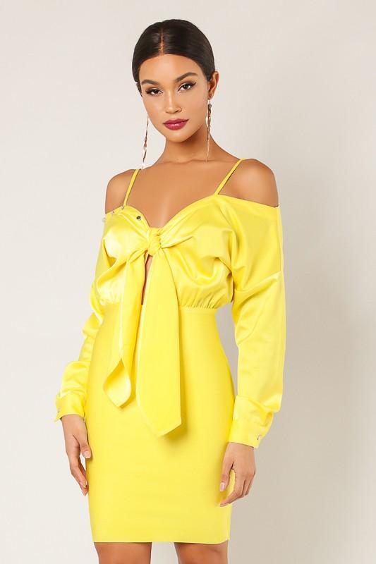 2Fer Dress With Front Tie - TRESLUSH