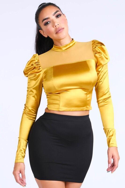 ABSOLUTE SATIN TOP - MUSTARD - TRESLUSH