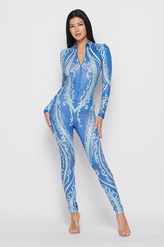DIAMONDS JUMPSUIT - BLUE - TRESLUSH