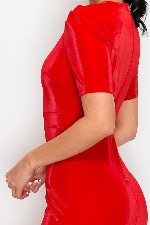ELIZA SPLIT DRESS - RED - TRESLUSH
