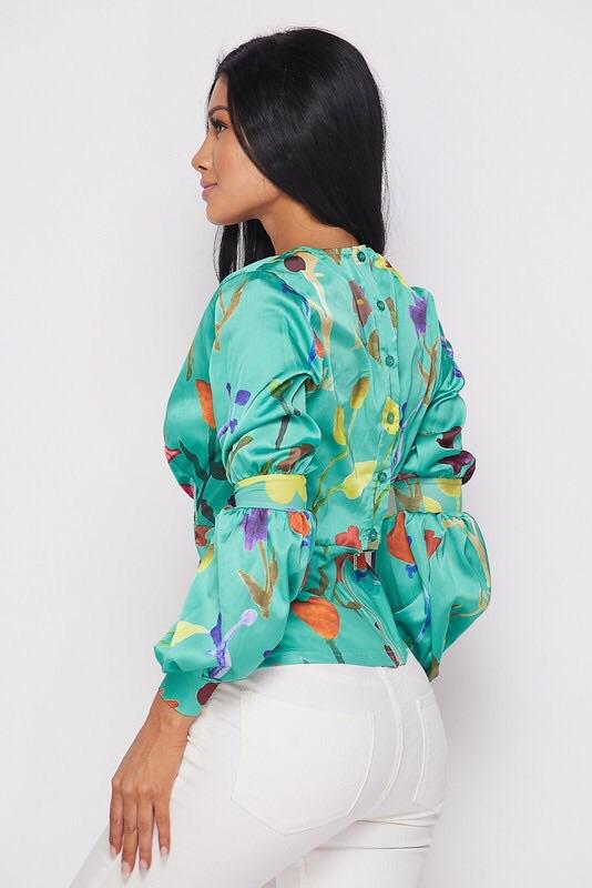 FLAVA FLORAL TOP - GREEN - TRESLUSH
