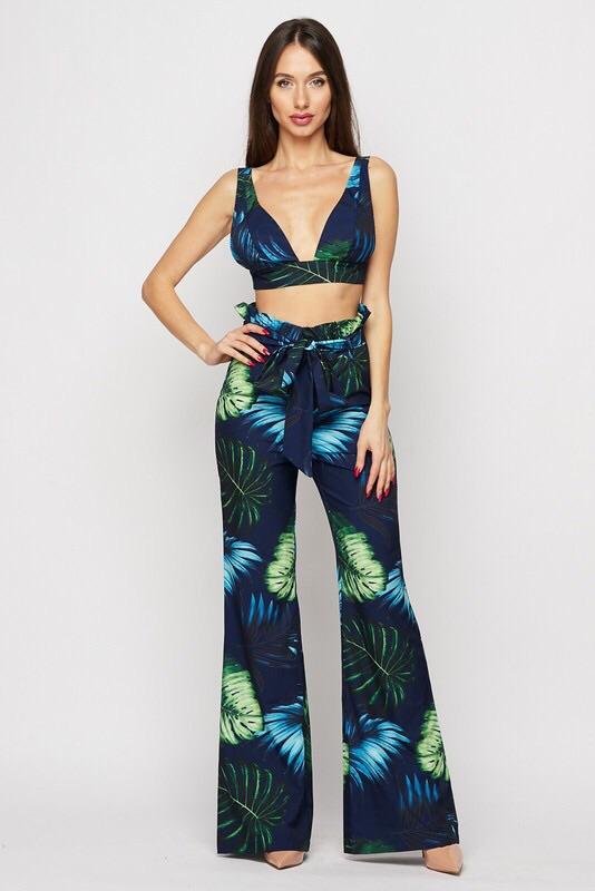 FLUTTER FLORAL PANT SET - TRESLUSH