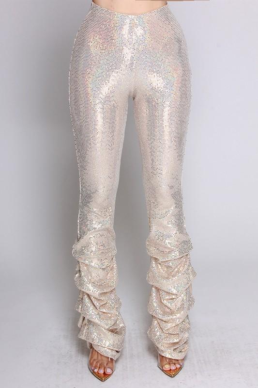 HIGH WAIST SEQUINS PANT - TRESLUSH