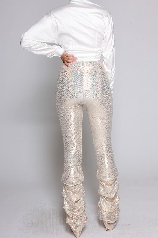 HIGH WAIST SEQUINS PANT - TRESLUSH