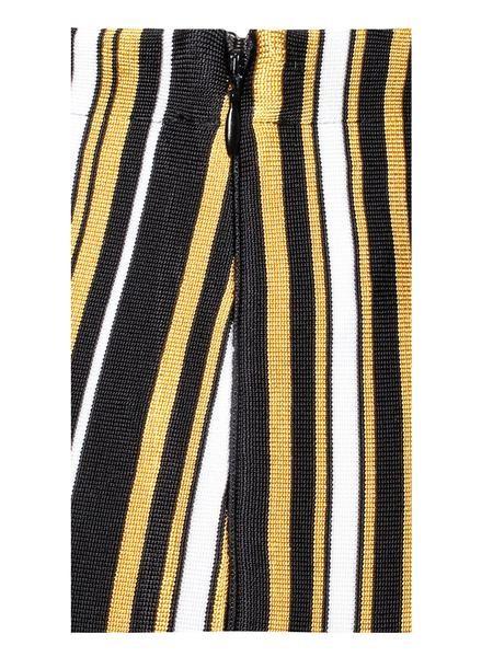 a close up of a black and yellow striped tie 