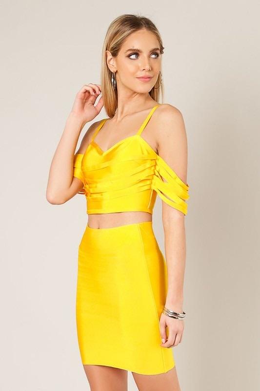 LISHA BANDAGE TOP - YELLOW - TRESLUSH