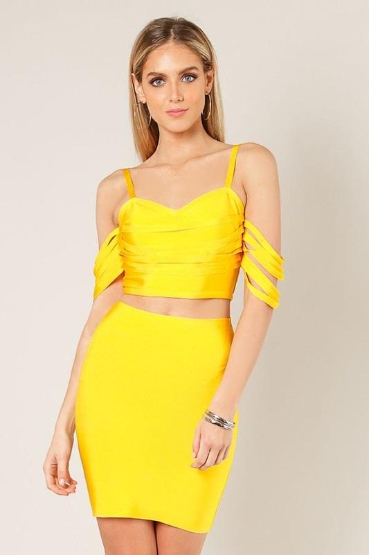 LISHA BANDAGE TOP - YELLOW - TRESLUSH