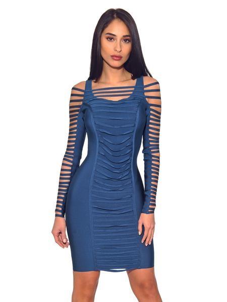 LONI CUT OUT SLEEVES BANDAGE DRESS - TRESLUSH