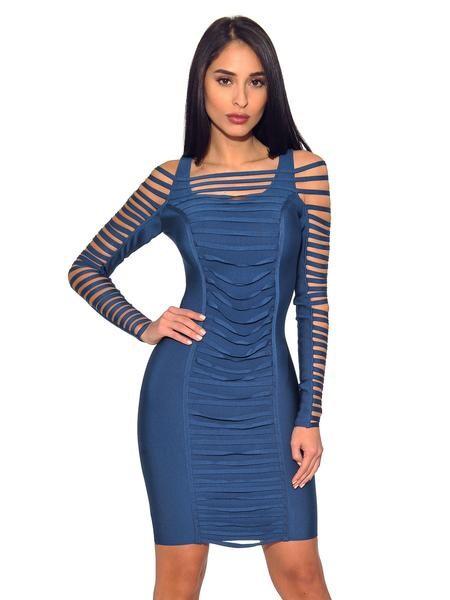 LONI CUT OUT SLEEVES BANDAGE DRESS - TRESLUSH