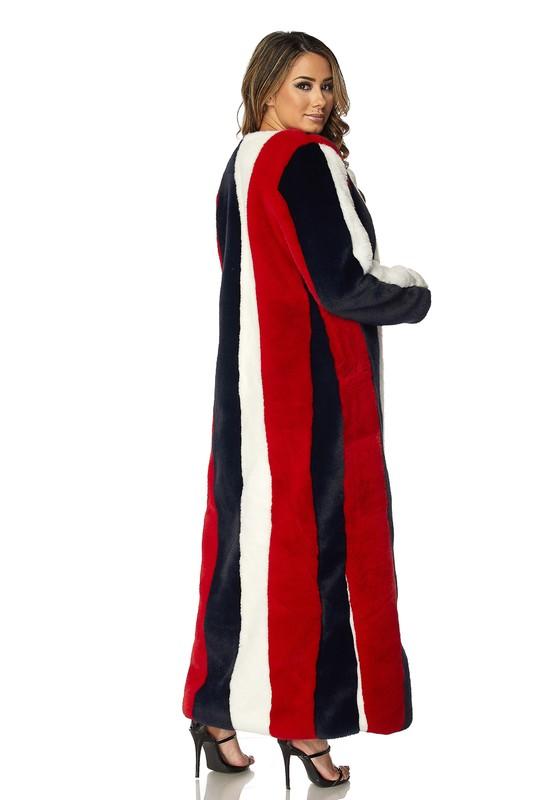 MULTI COLOR STRIPED FUR COAT - TRESLUSH