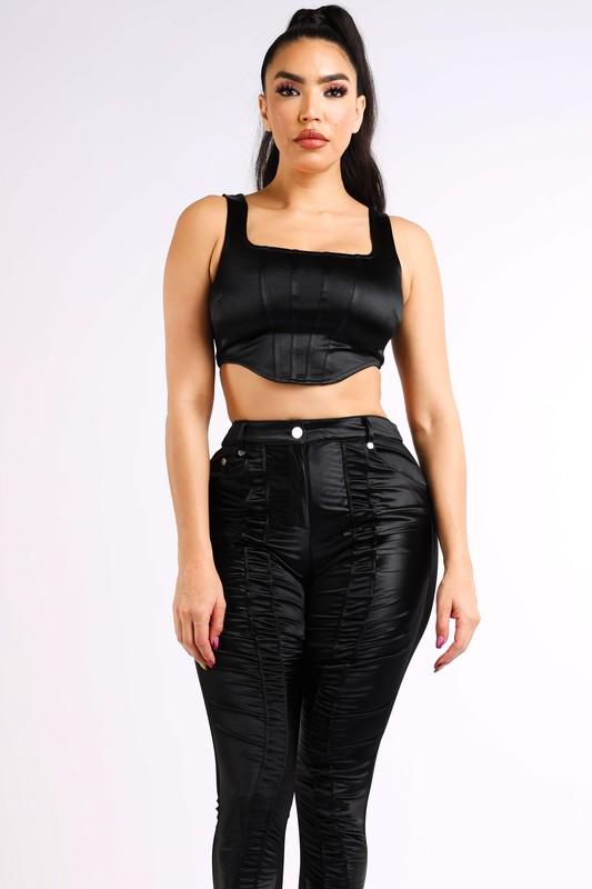 SHIRRING PANTS - BLACK - TRESLUSH
