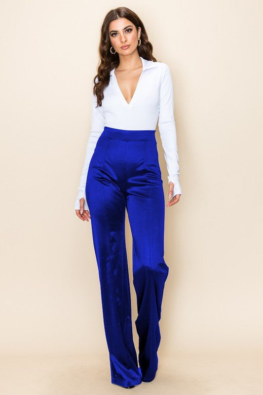 VIVIANNE SATIN PANT - Blue - TRESLUSH