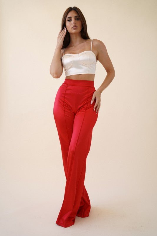 VIVIANNE SATIN PANT - BURGUNDY - TRESLUSH