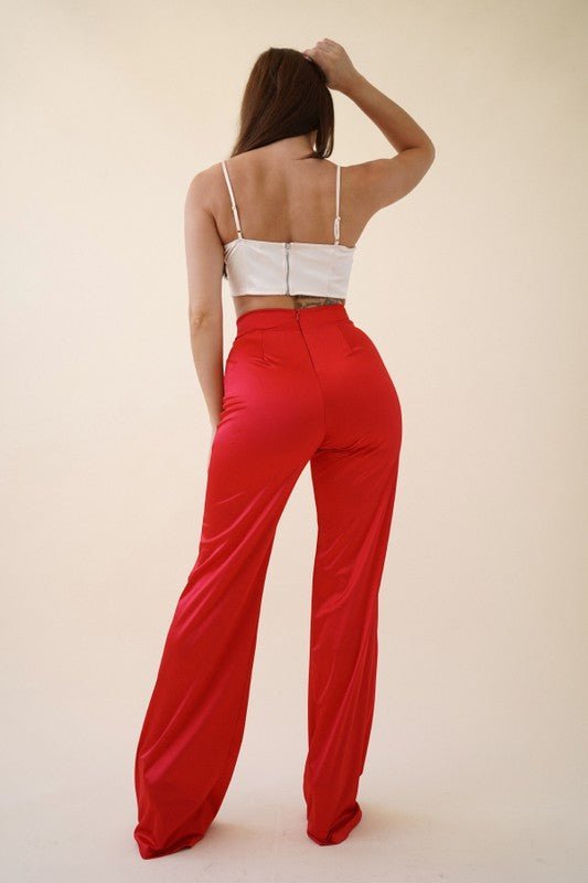 VIVIANNE SATIN PANT - BURGUNDY - TRESLUSH