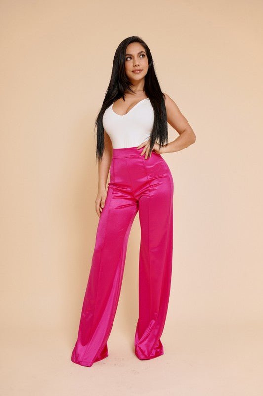 VIVIANNE SATIN PANT - Fuchsia - TRESLUSH