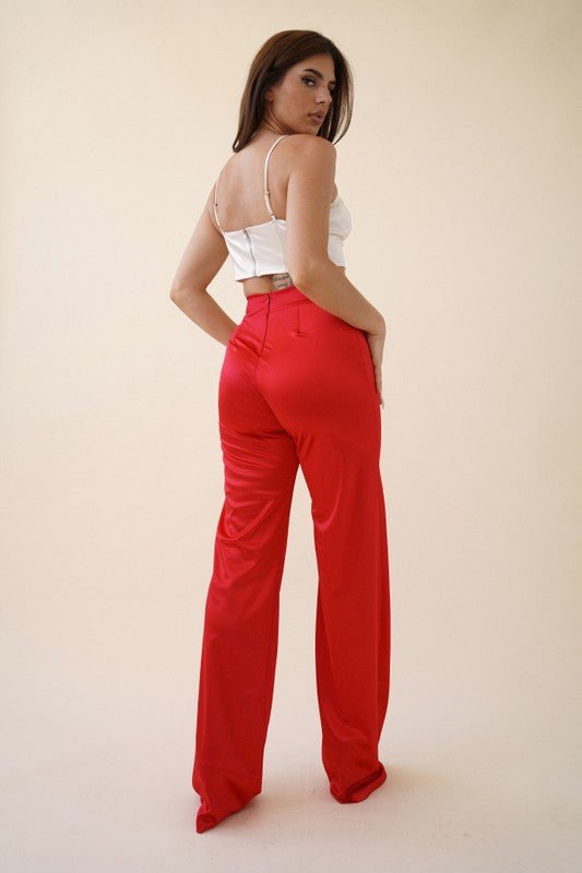 VIVIANNE SATIN PANT - RED TRESLUSH